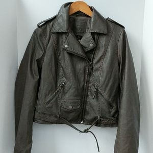 Max sport faux leather moto cropped jacket